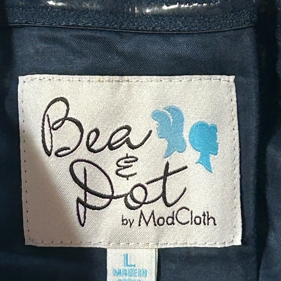 Navy Blue White Polka Dot Halter dress, Bea & Dot by Modcloth, Size L - Picture 9 of 9